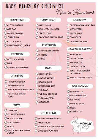 Baby regisrty checklist - nice to have baby items