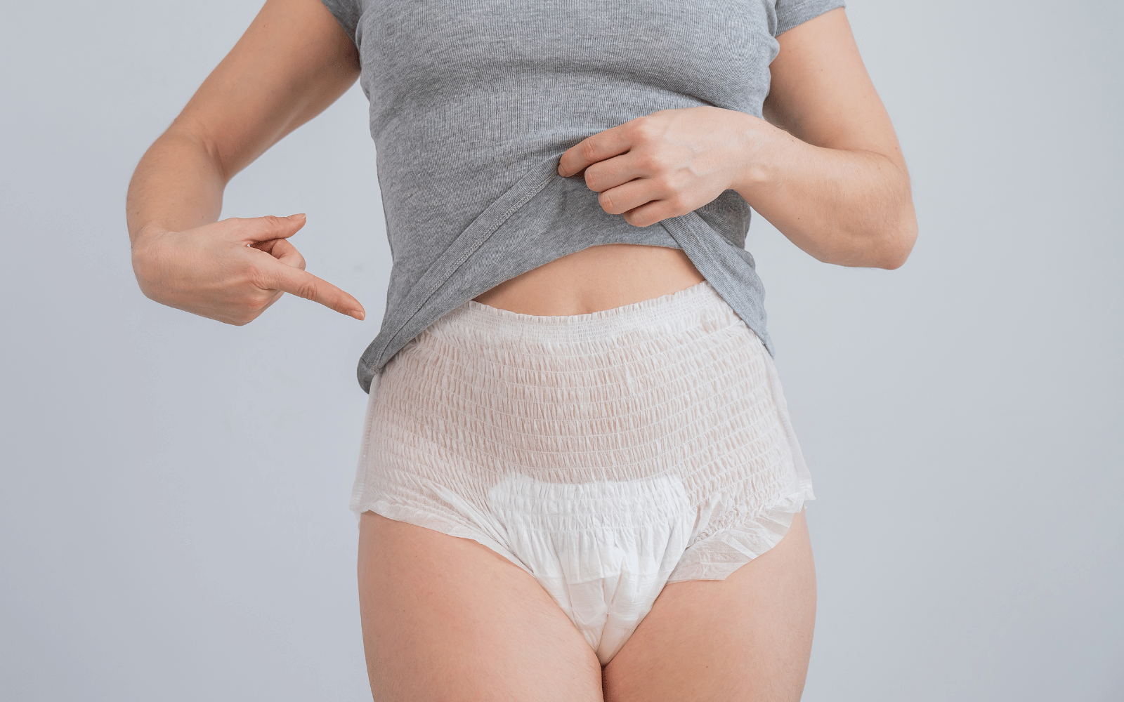 A woman wearing Disposable Underwear