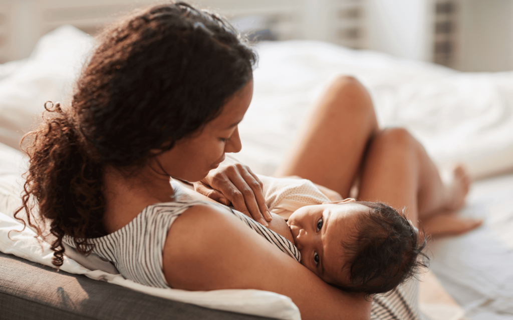 mom breastfeeding her baby