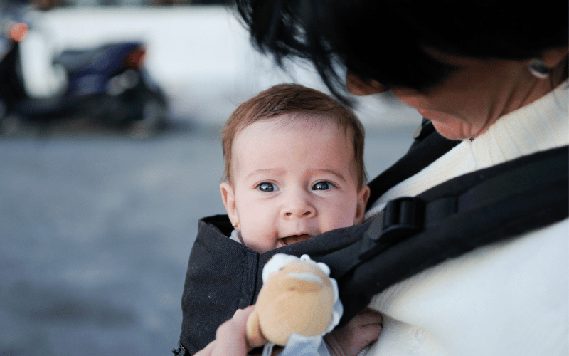 mom wearing her baby with Ergobaby Omni Breeze