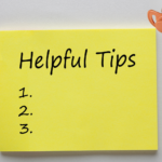 Helpful tips written on a post it