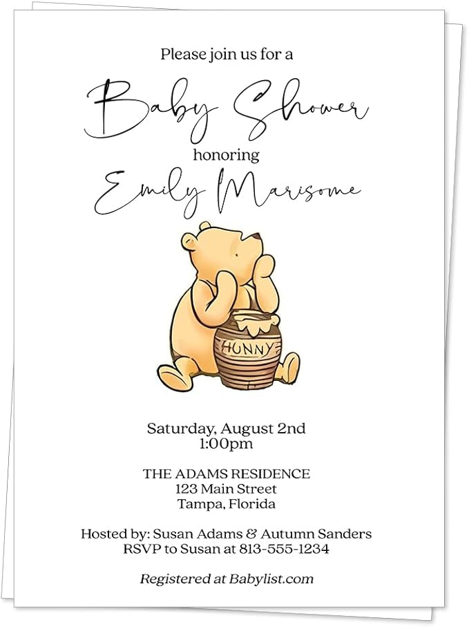 Winnie the Pooh Baby Shower Invitations