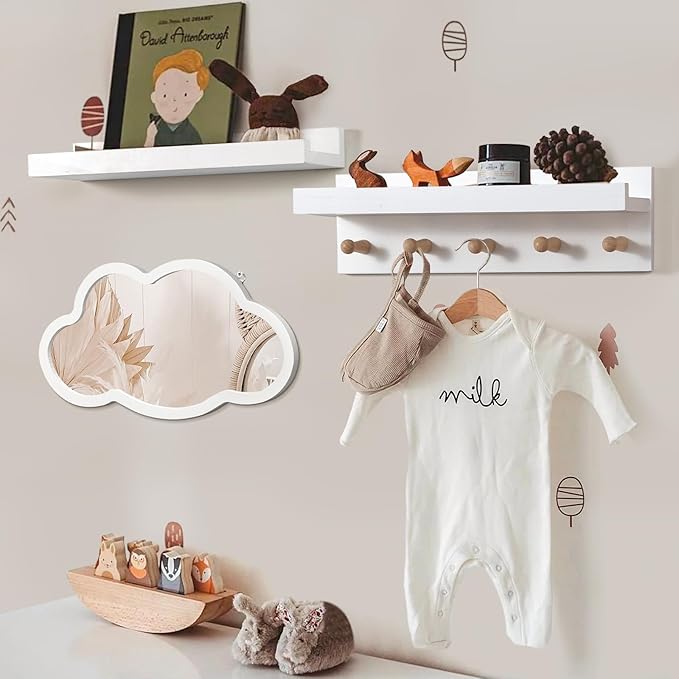 Floating Book Shelves with Cloud mirror