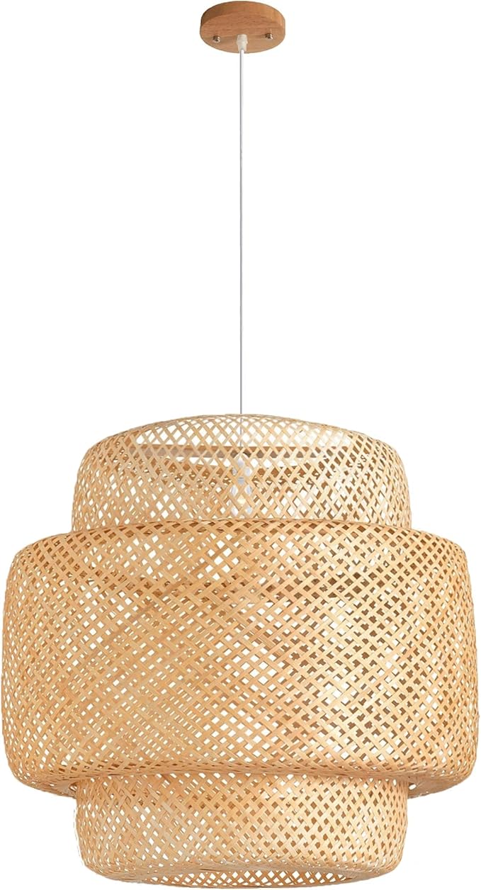 Bamboo Chandelier with Wood Canopy