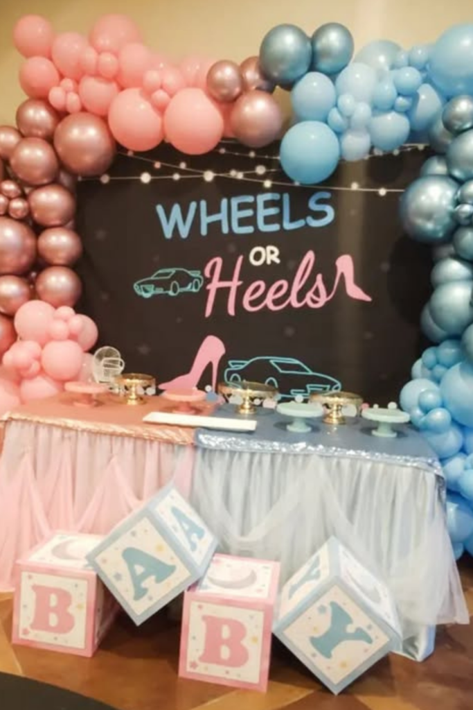 Wheels or Heels gender reveal