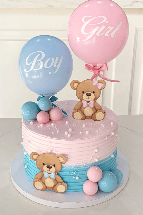 Pink and Blue Balloon Cake