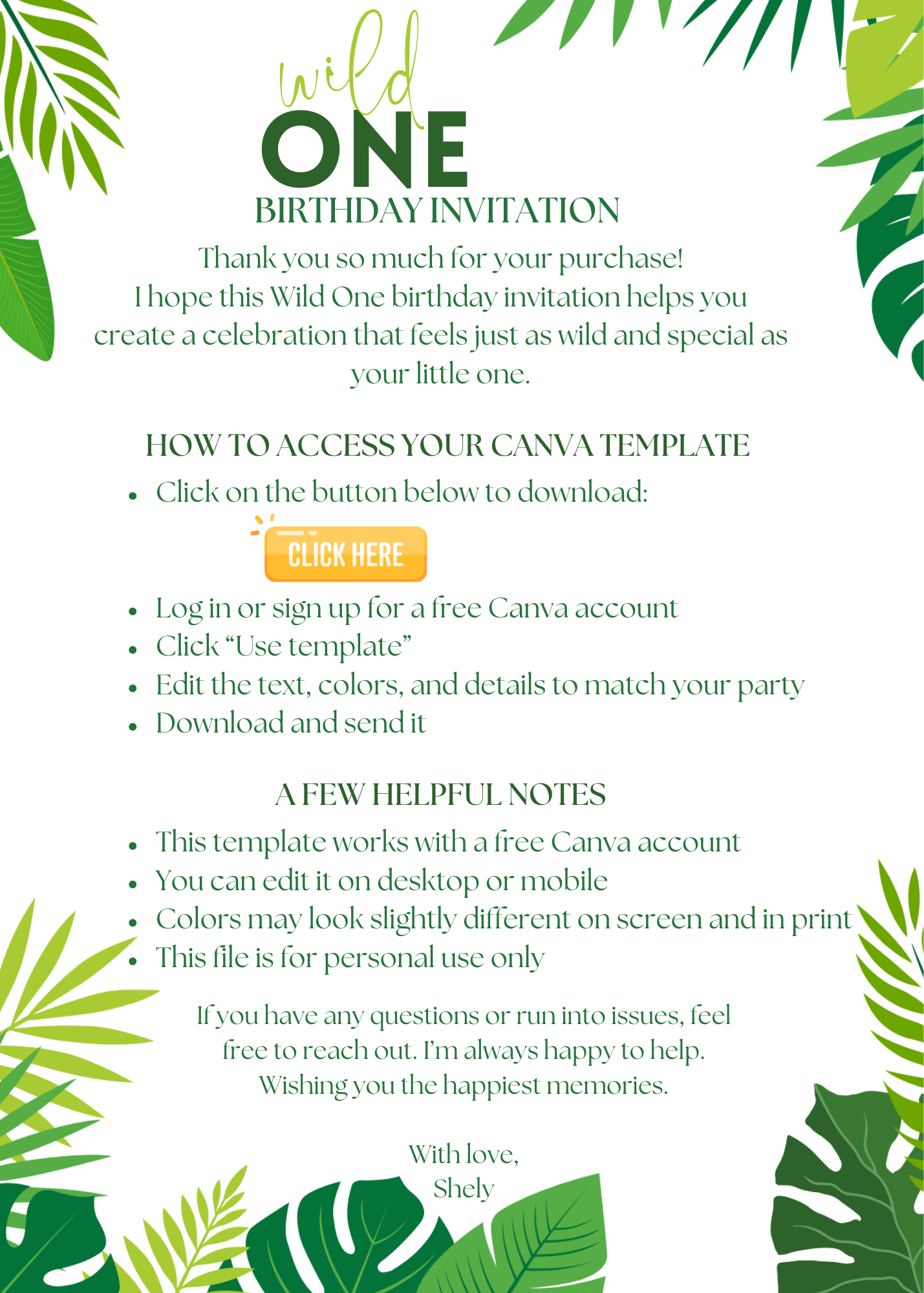 one wild birthday invite