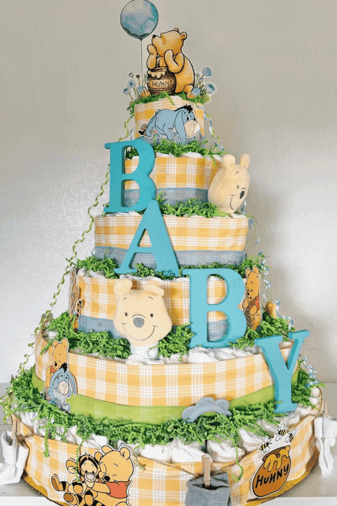 Winnie the Pooh five-tiered Diaper Cake