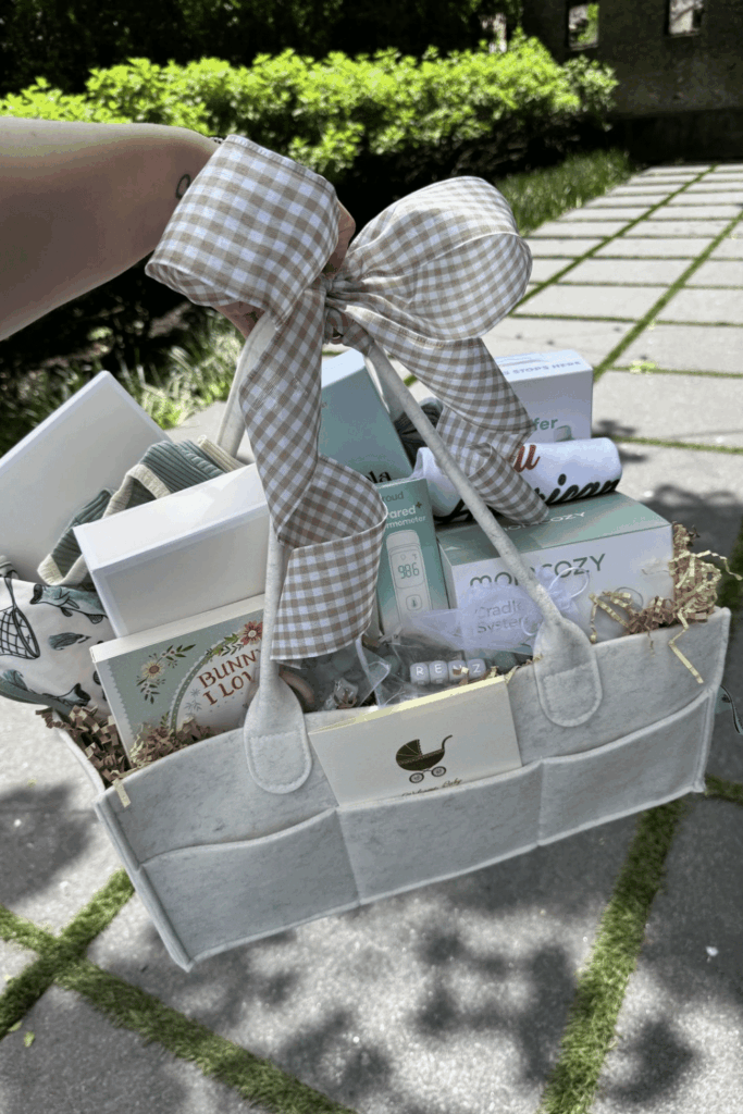 Diaper Caddy Gift Basket for a baby shower