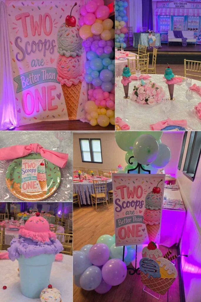 Two Scoops Are Better Than One Baby Shower Theme idea